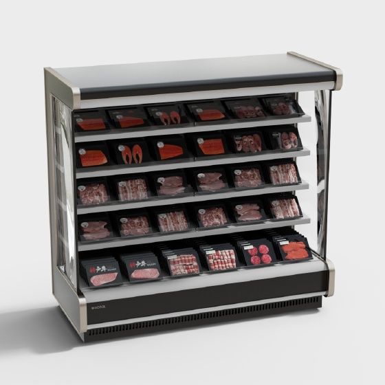 Supermarket fresh meat freezer 3D model, Supermarket fresh meat freezer  free model-coohom model library